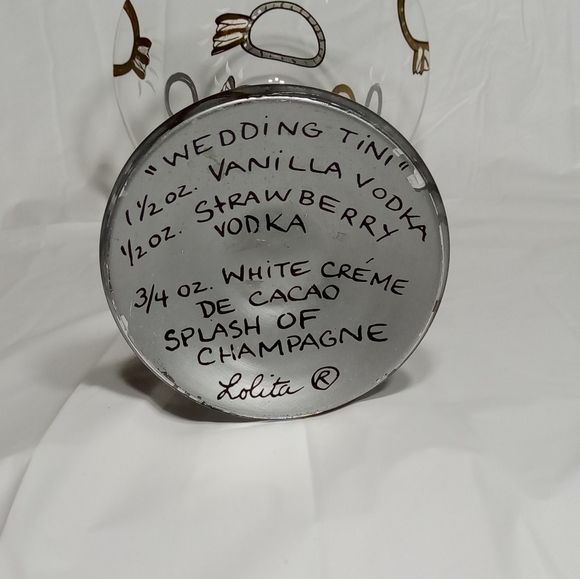 Lolita Wedding Hand Painted 7.5oz Martini Glass with Attitude Recipe on Bottom - Picture 2 of 9